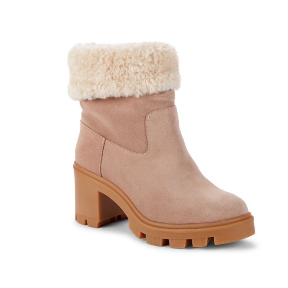 SPLENDID Faux Fur-Trim Suede Booties